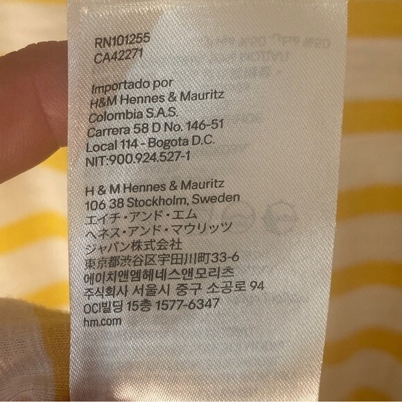 H&M Yellow and White Striped Jersey Dress - Elastic Waist - Size Medium - Picture 8 of 12